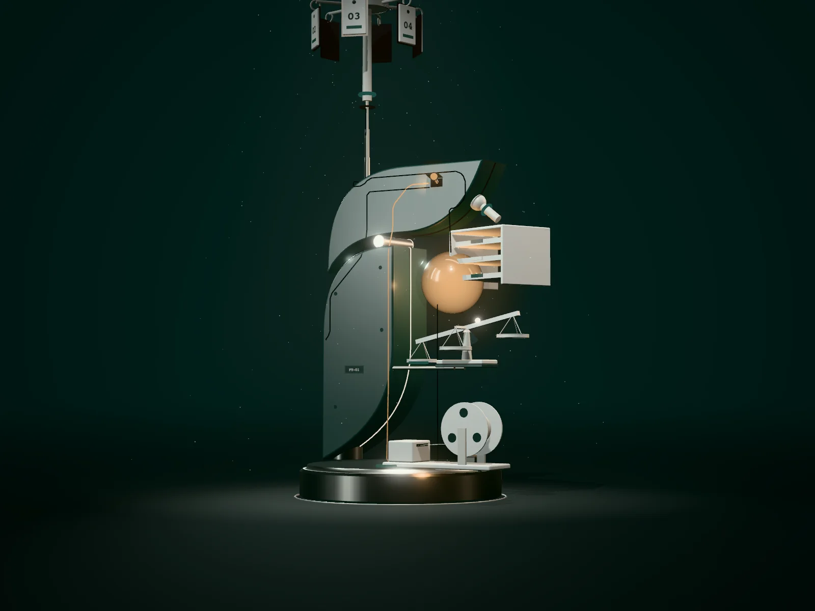 The Fettler agent, assembled for hospitality: property key rack, three-tray intake, three-way scale and payment spool.