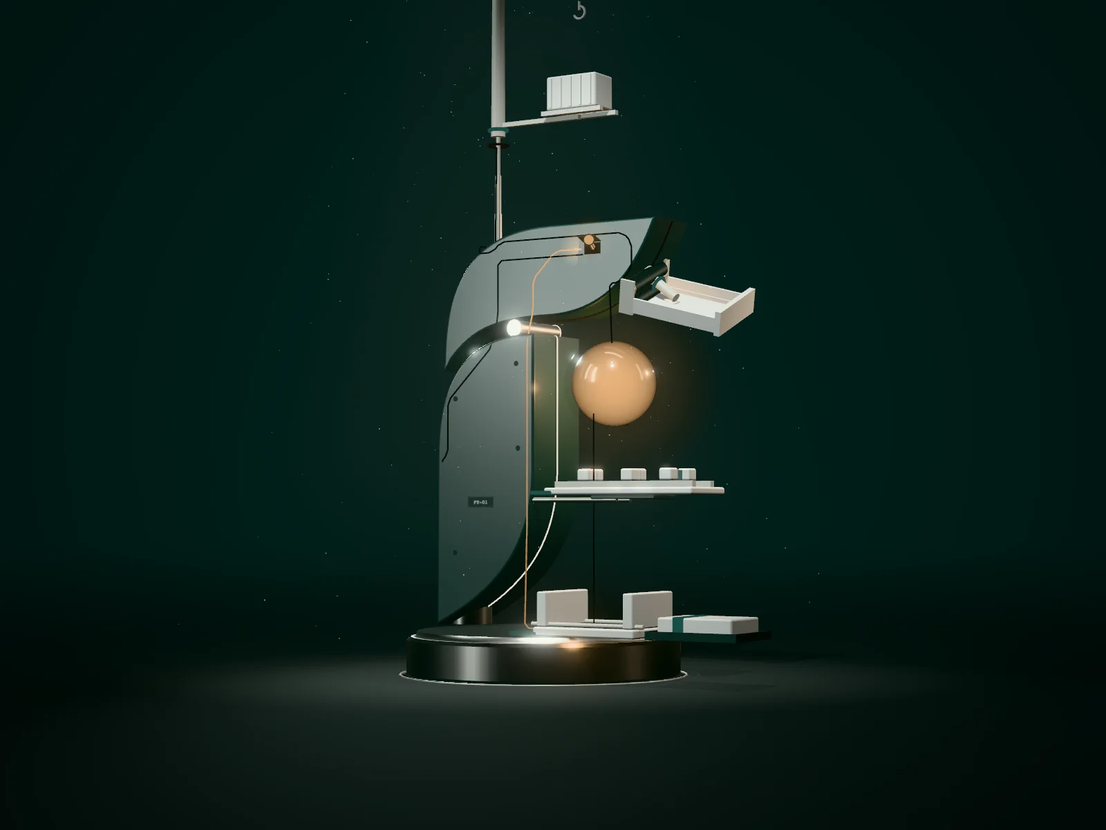 The Fettler agent, assembled for shipping and logistics: container hoist, document feeder, field rails and pack binder.